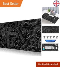 Extended Black Topographic Gaming Mouse Pad with Stitched Edges - 35.4x15.7in