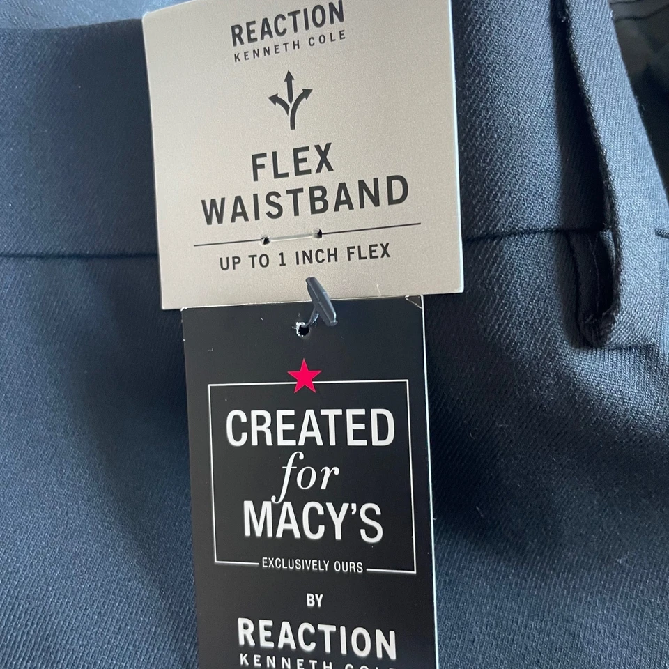 Pantalones de vestir Kenneth Cole Reaction elásticos ajustados delanteros planos negros 34 x 29 nuevos con etiquetas Foto 4 de 4