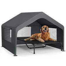 Extra Large Dog House Outdoor with Elevated Dog Bed, Outside Dog Tent 4.1'x4....