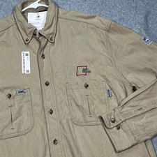 Tyndale FR Work Shirt Long Sleeve Button Men Large Insect Guard Corp Logo NWT
