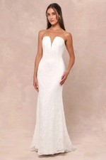 Lulus Wedding Bridal Gorgeous Love White Lace Strapless Mermaid Maxi Dress XL