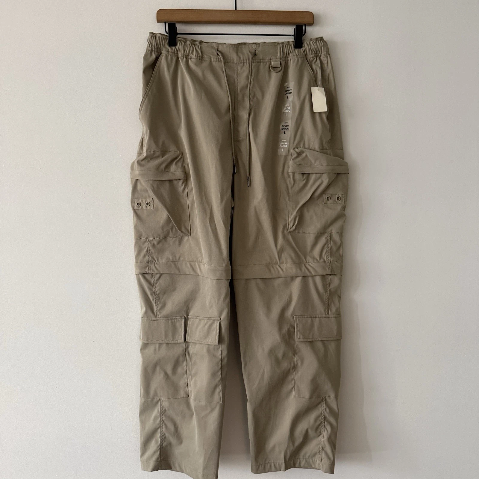 Aero Zip Off Cargo Pants Mens Convertible Beige Outdoor Hiking Gorpcore Size L