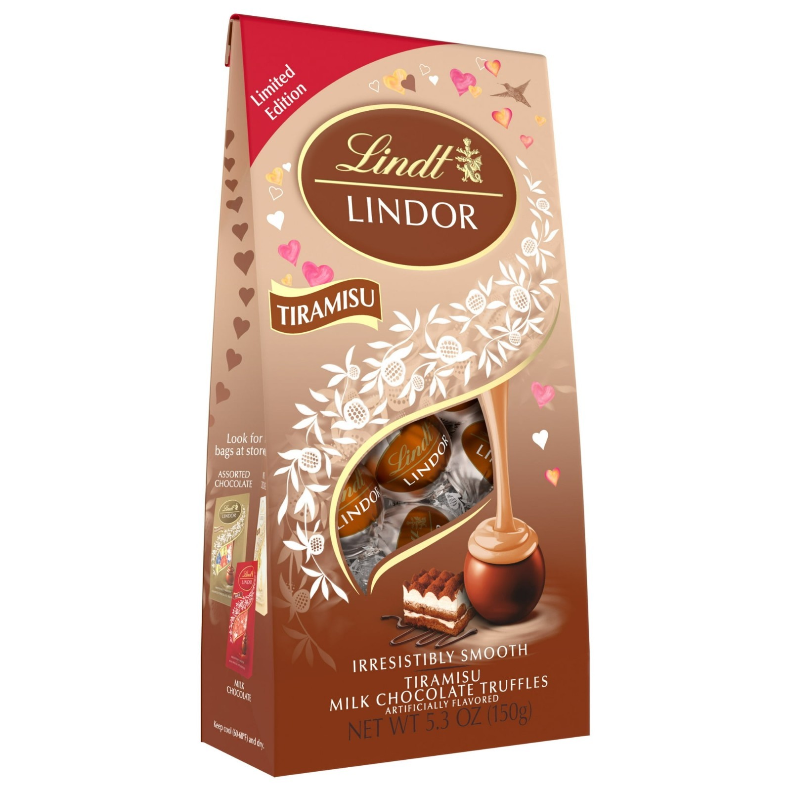Lindt LINDOR Valentine's Tiramisu Milk Chocolate Candy Truffles, 5.3 oz