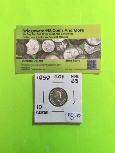 1959 Canadian 10c Dime .8 Silver Elizabeth II AG MS63!!!       TRENDING AT $7.50