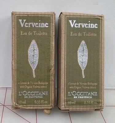2 L Occitane En Provence Verveine Eau de Toilette .33oz 10 ml Miniature NIB