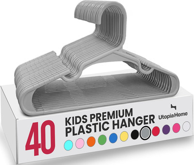 Utopia Home 40Er Pack Kinderkleiderbügel 29.2 Cm, Kunststoff, Grau | Kinderkleid