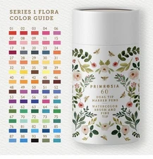 Primrosia 60 Dual Tip Marker Pens, Fineliner and Watercolor Brush Pens for Art