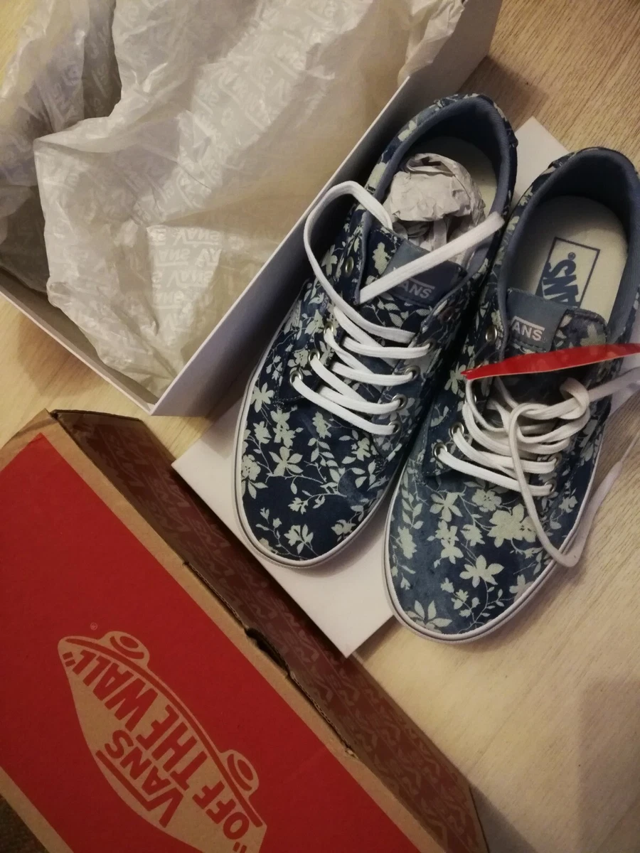 VANS SHOES SNEAKERS BLUE FLOWERS SHOES women's comfort size 38. 5 eBay