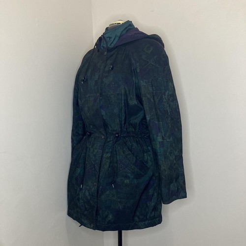 DARK GREEN FALL WINTER PARKA SKI HOOD COAT JACKET VTG STREET WEAR 90s STYLE MED - Picture 5 of 8