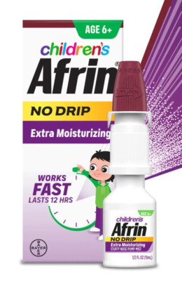 Childrens Afrin Nasal Spray Age 6+ No Drip Extra Moisturizing Cold