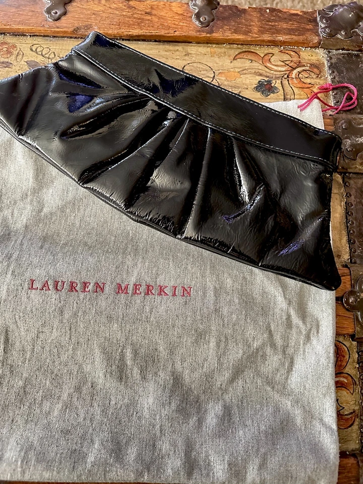 Lauren Merkin女式黑色漆皮手拿包 — 第 2/4 张图片