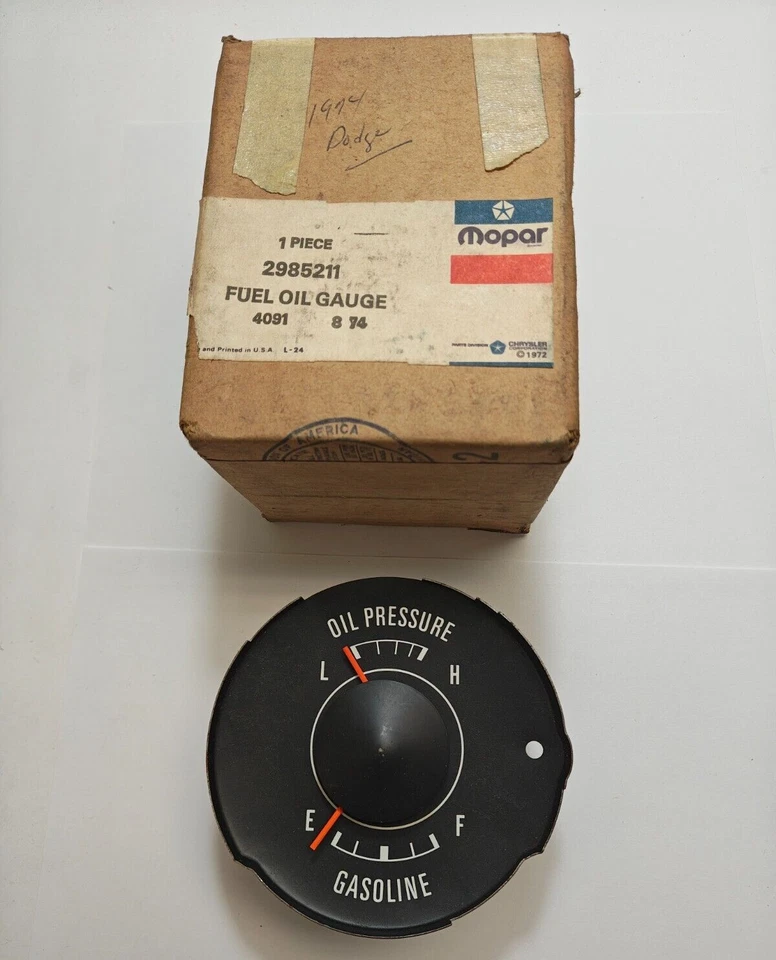 Plymouth Dodge B-Body Rallye 1971-1974 tablero medidor de combustible 2985211 nuevo de lote original Foto 3 de 4