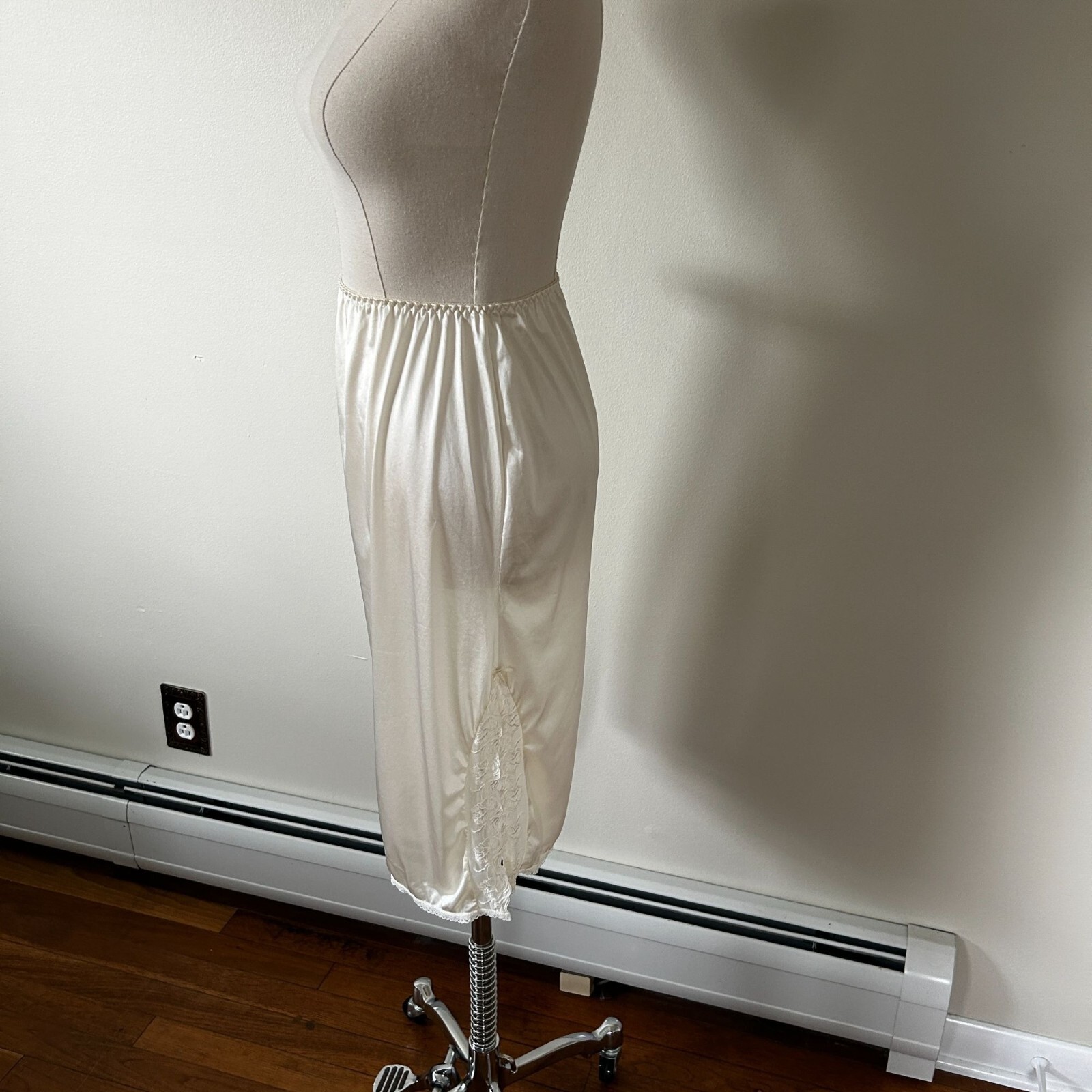 Cream Lace Half Slip Satin Slip Skirt Gem