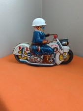 Vintage Usagiya Toys Motorcycle Police Patrol Tin Japan