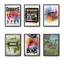 Fortnite Themed Wall Art Prints NO FRAME (Set of 6) Room Video Game