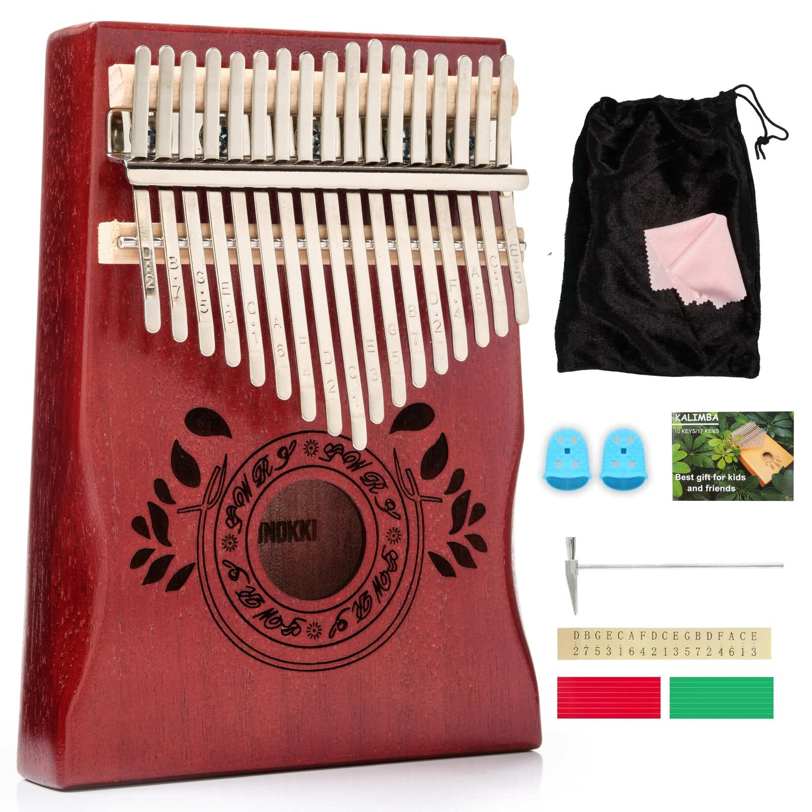 Kalimba 17 Key Thumb Piano Portable Mahogany Mbira Finger Piano with Instruct...