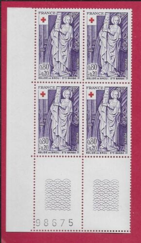 1976  croix rouge  bloc de 4 coin numéroté  N° 1911 neuf ** - Photo 1/1