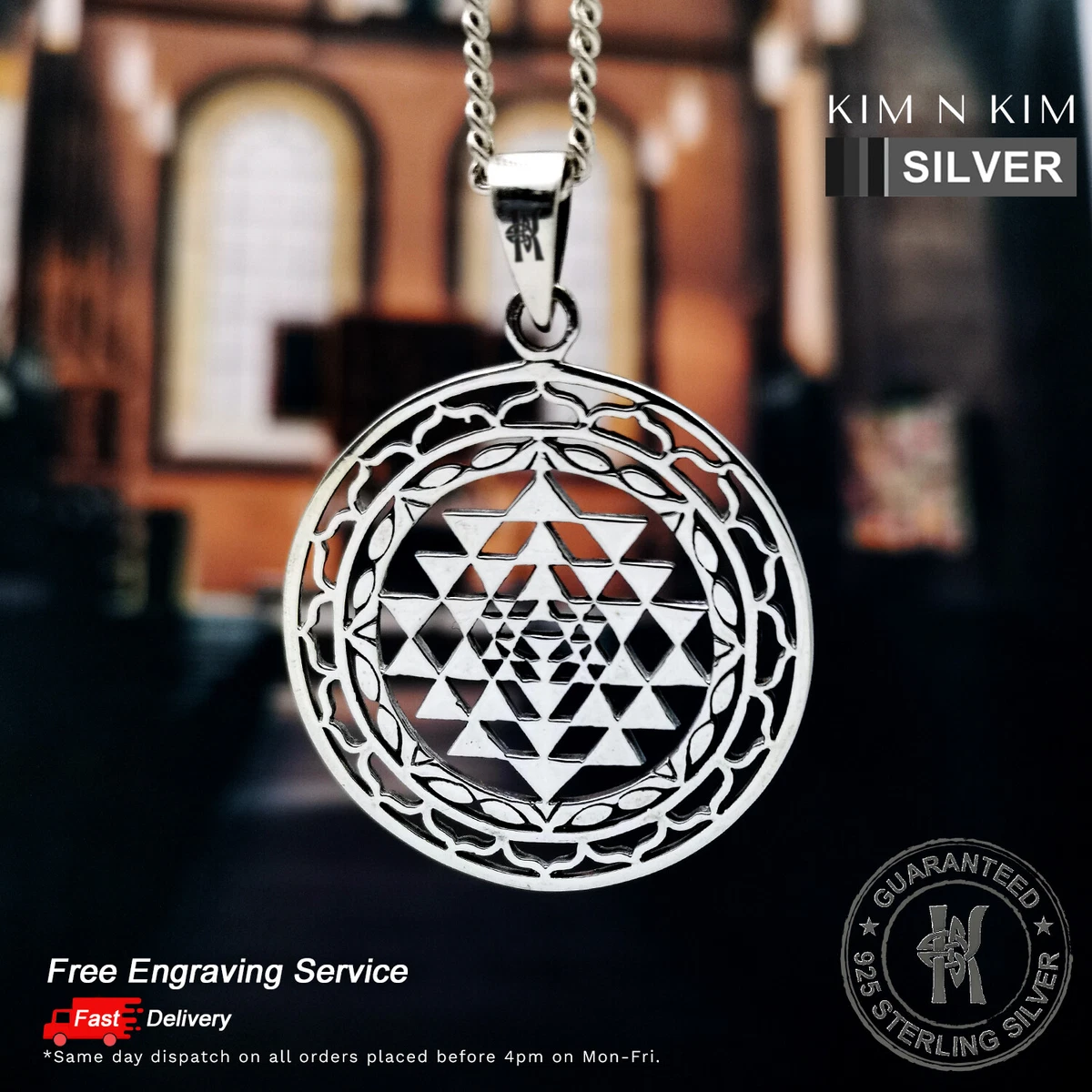 Sri Yantra Pendant Necklace,Shri Yantra,Shri Chakra✔️925 Silver✔️Free  Engraving