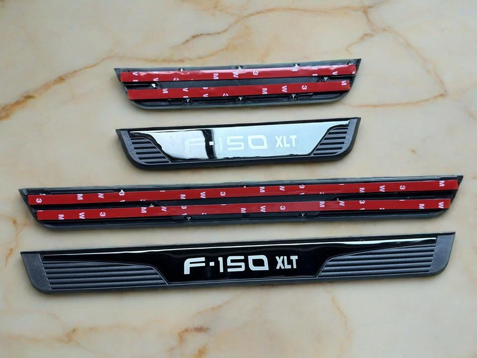 4 PIEZAS Cubierta de umbral de puerta de coche Panel Protector de escalones Embellecedores para Ford F-150 XLT Foto 4 de 4