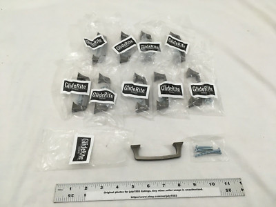 (10) NEW Glide-Rite 3'' CC Deco Cabinet Pulls WEATHERED NICKEL - 9 sealed, 1 open
