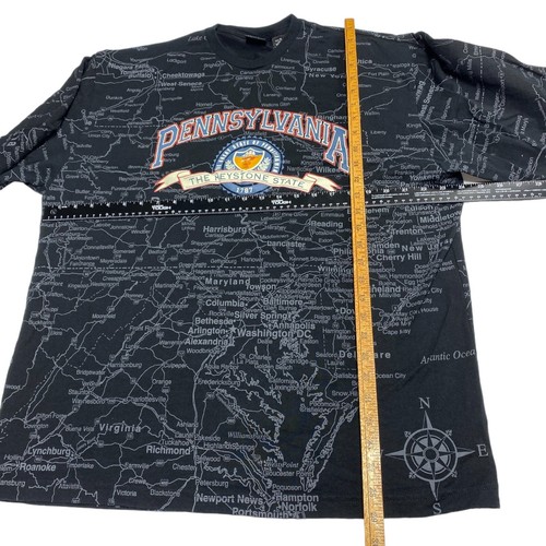 VTG Pennsylvania Road Map Shirt Mens XL State Of Mine 90s All Over Print LS - 第 4/5 張圖片
