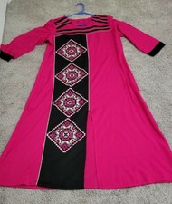 indian womens Hot Pink And Black Long Sleeves Cotton Kurti/ kurta Size Large