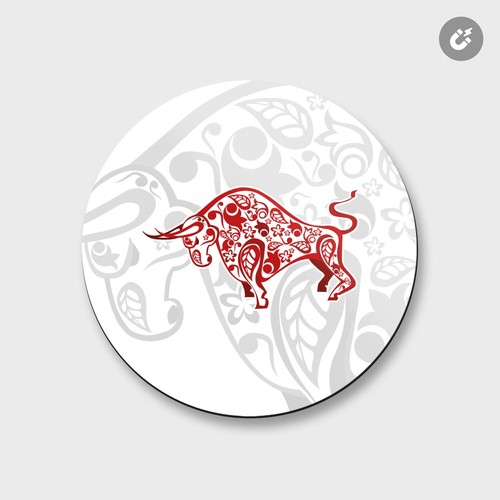 Red Ox Chinese Horoscope Animal | 4'' X 4'' Round Decorative Magnet - Bild 1 von 2