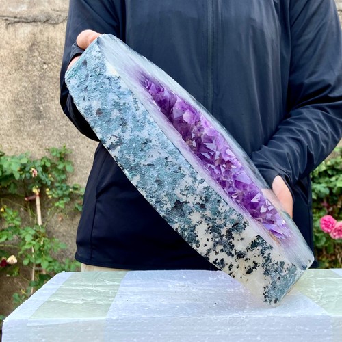 12.1LB Natural Amethyst Cave Crystal Slice Crescent shaped Hand Cut Repai - 第 12/19 張圖片