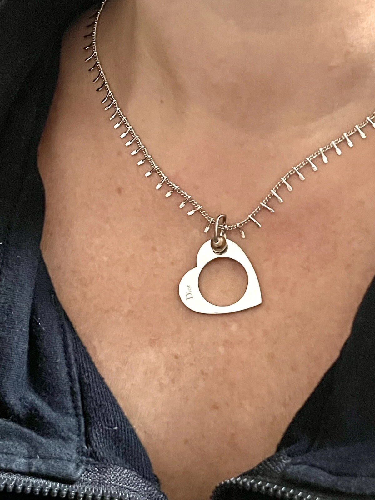 Vintage Heart Dior Pendant Silver Plated Côme Necklace