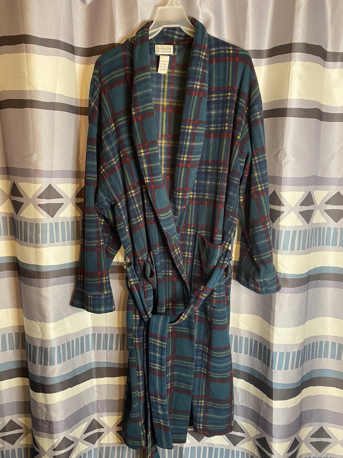 Peignoir Vintage Christian Dior Homme Taille Unique Vintage Années 90 Robe De Chambre Plaid