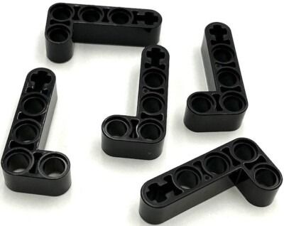 Lego 5 New Black Technic Liftarms Modified Bent Thick L-Shape 2 x 4 Parts