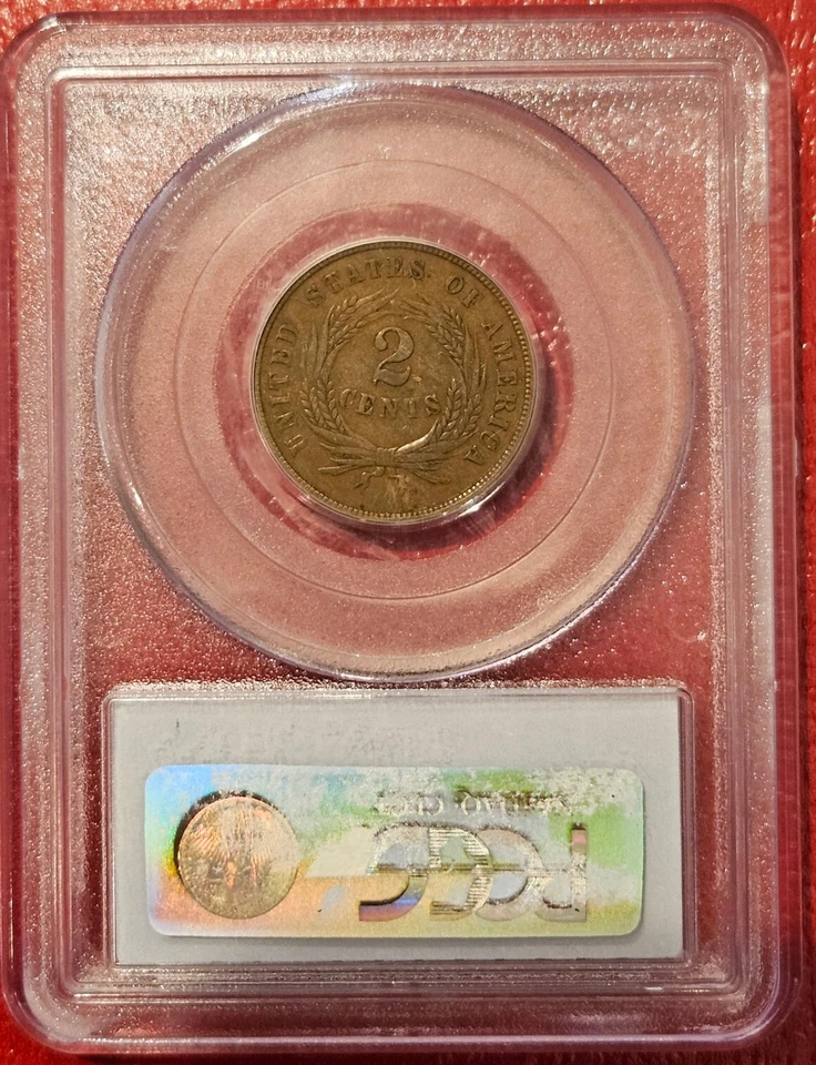 1864 TWO CENT SMALL MOTTO PCGS VF35 OBSOLETE TYPE COIN 2C RARE VARIETY - Image 2 of 4