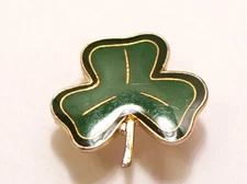 St. Patrick's Day CLOISONNE SHAMROCK Emerald Green Edged in Black Lapel Pin