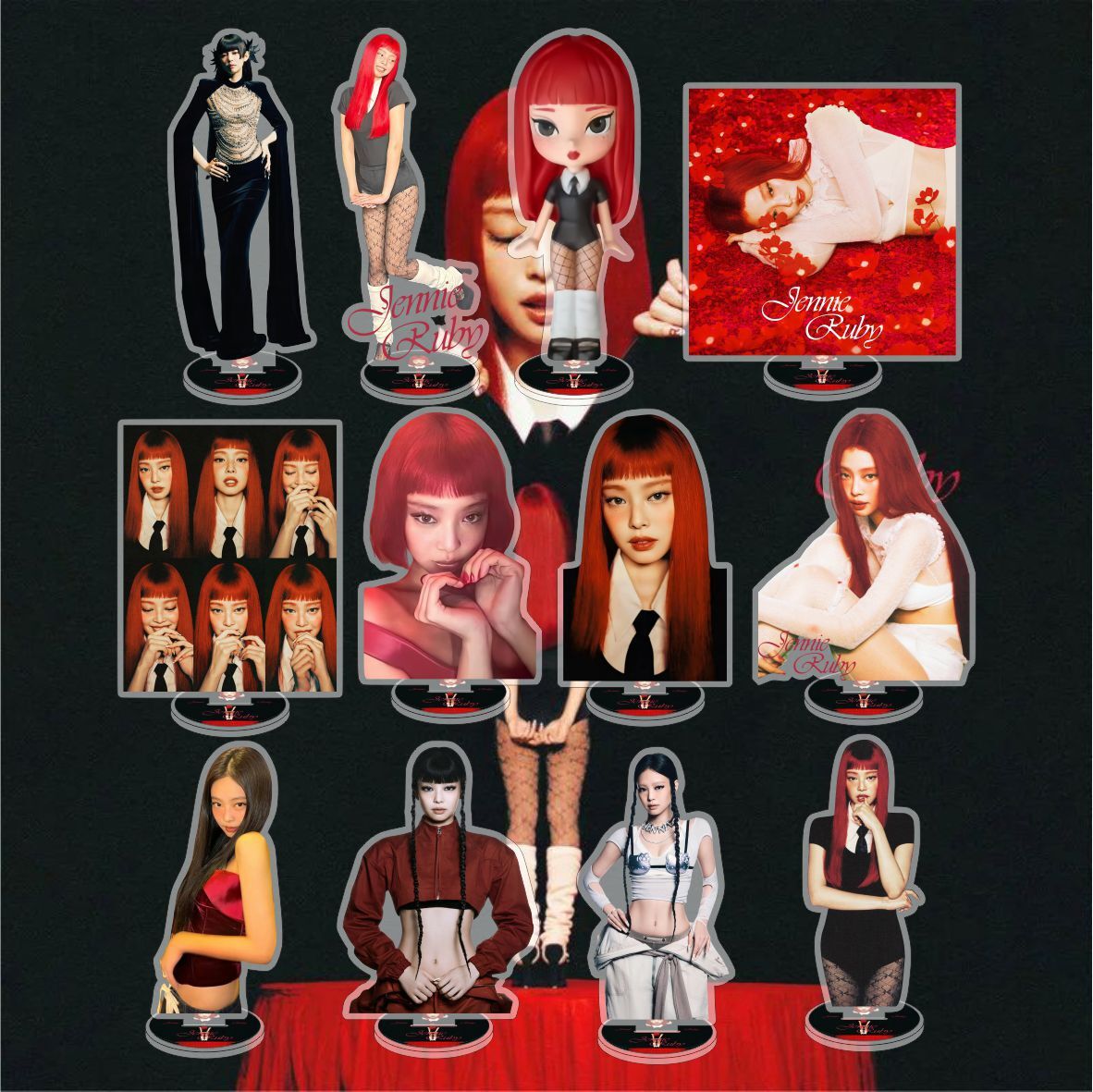 Kpop JENNIE SOLO Japanese Album RUBY Acrylic Standee Action Doll