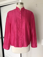 SHANGHAI TANG PINK COTTON SILK BLEND MANDARIN COLLAR TOP JACKET SIZE 10