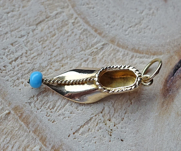 Orient ♦️ Schuh Vintage Anhänger in aus 585 14kt Gold mit Türkis Perle ♦️♦️ 8200 - Bild 2 von 4