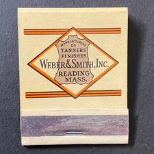 Weber & Smith Reading, Mass Tanners' Finishes Near Empty (-13) Matchbook