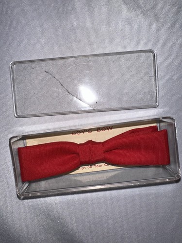 Vintage Royal Boys Clip On Bow Tie Rust Resistant USA Orig Case RED