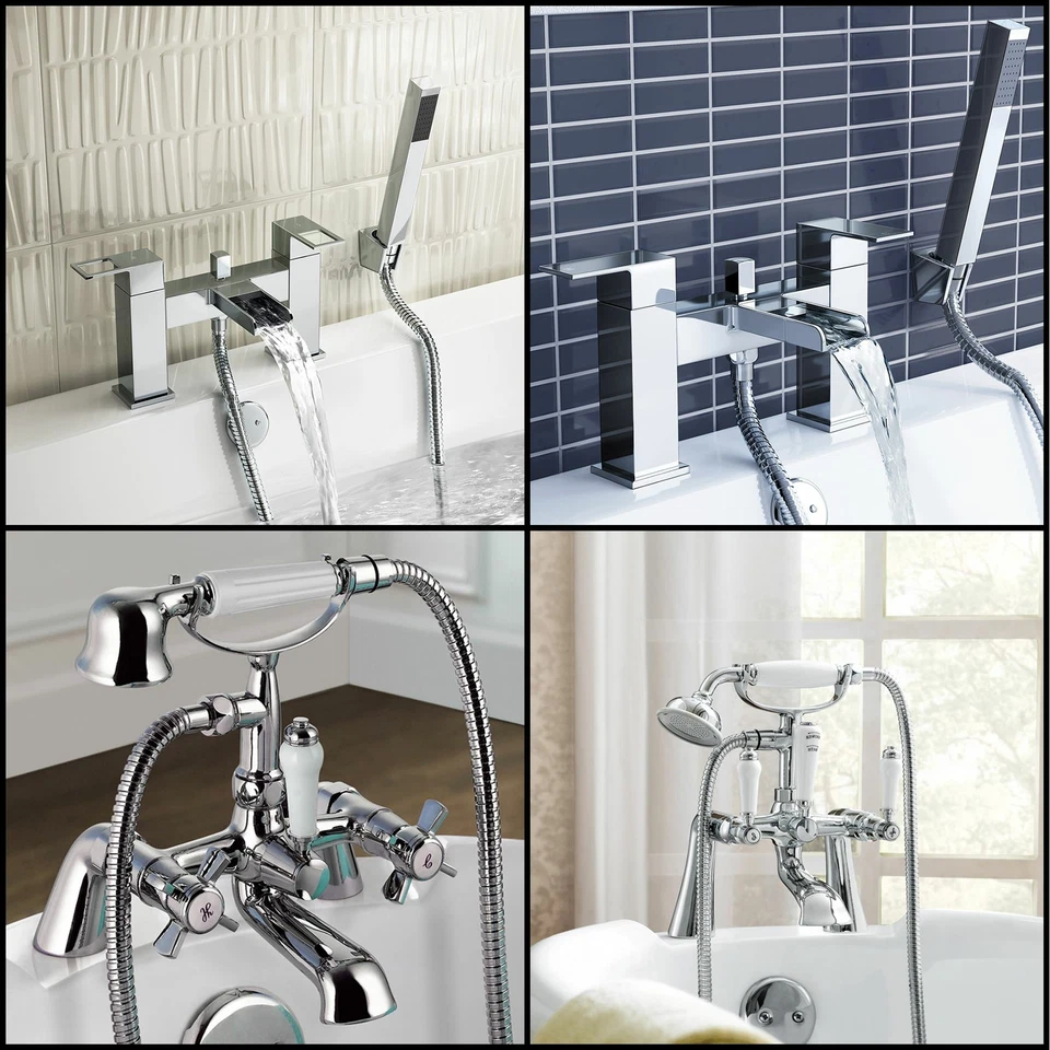 ROYAL BATHROOMS Modern & Traditional Bathroom Bath Tub Handheld Shower Mixer Taps Brass Chrome