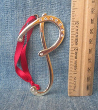 JEWELLED INITIAL LETTER P Vintage METAL Christmas Tree Ornament ORN57