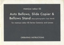 Mamiya/Sekor ES Auto Bellows, Slide Copier  Bellows Stand Instruction Manual