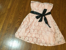 NWT Speechless women's blush peach strapless party dress 7 lace light padding