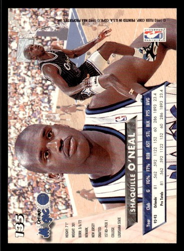 1993-94 Fleer Ultra - Shaquille O'Neal #135 - Picture 2 of 2