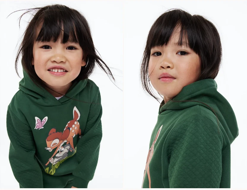 H u0026amp; M 2-piece printed sweatshirt set(Dark green/Bambi) | eBay