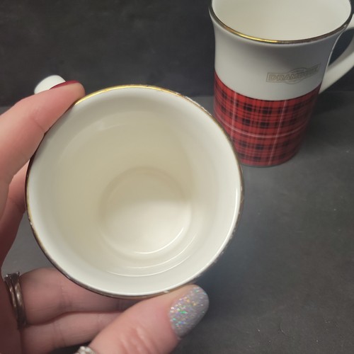 Drambuie Gold Rim Coffee Mug Kilncraft England Red Plaid Black CHRISTMAS SET 2 - Picture 3 of 5
