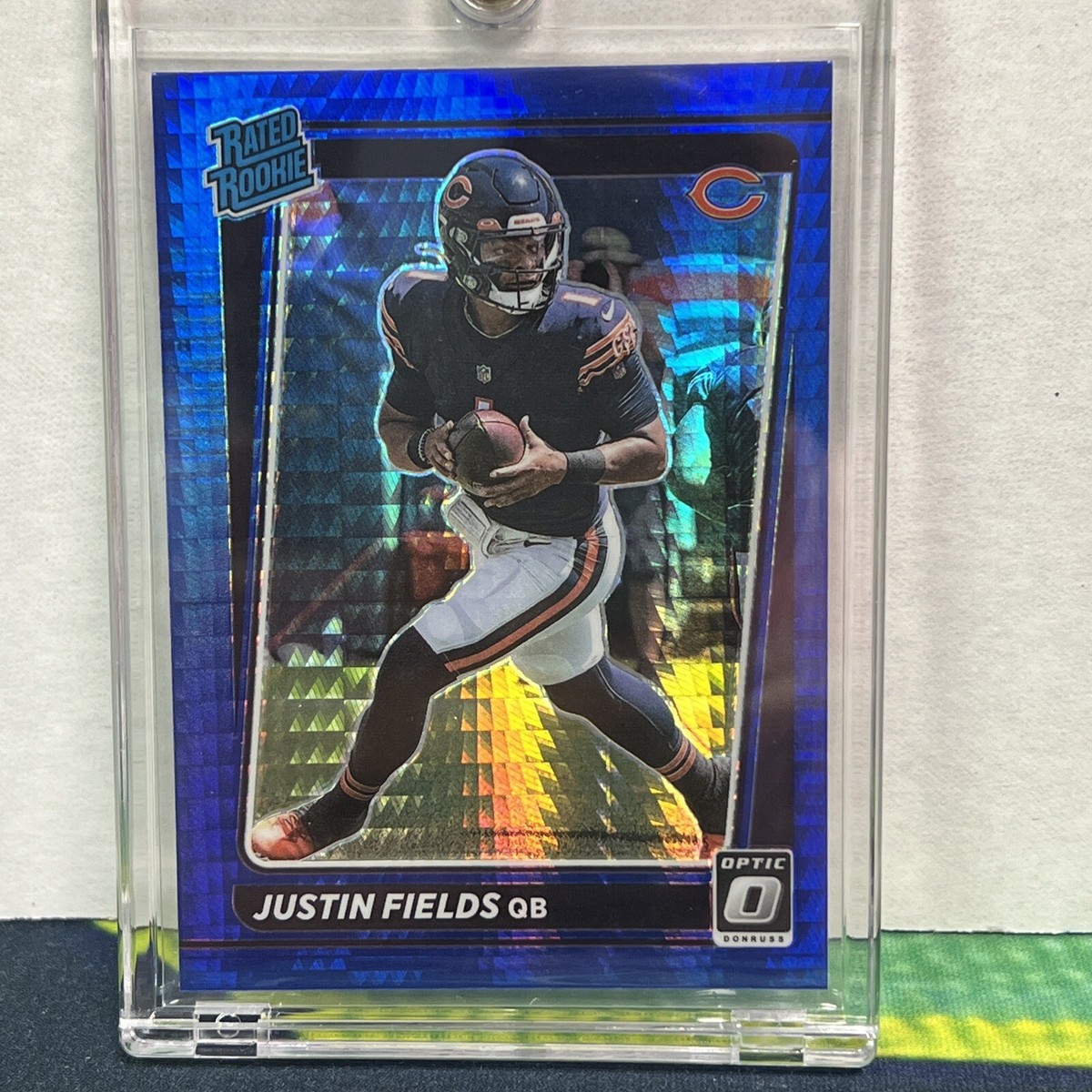 2021 Optic Justin Fields Blue Hyper Rated Rookie Prizm (A