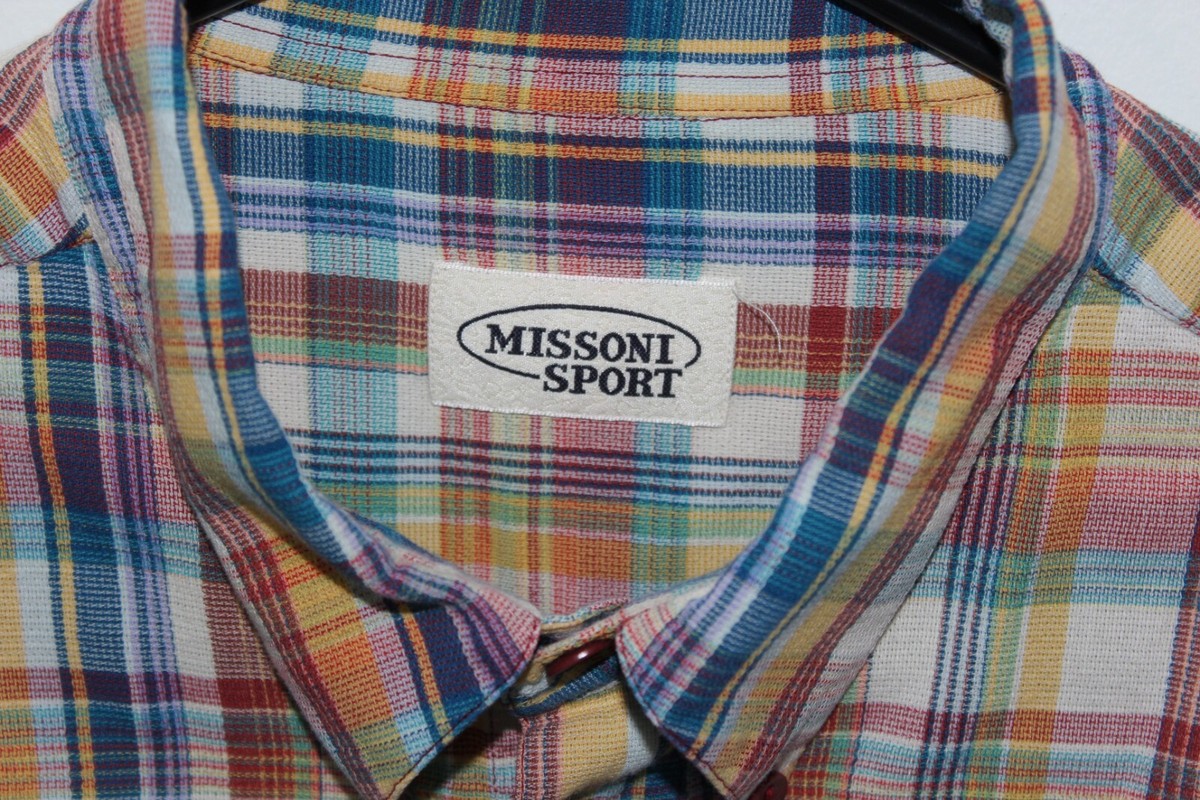Missoni Sport Vintage Button Down Woven Plaid Shirt Men's