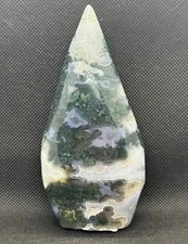 Natural Moss Agate Freeform Crystal Teardrop Flame Pear 4.8in 12oz 340G THICK!!