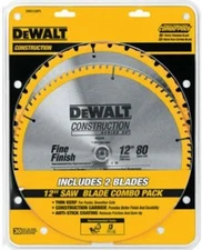 DEWALT 80 Tooth and 32T ATB Thin Kerf 12inch Crosscutting Miter Saw Blade 2 Pack