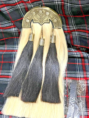 Scottish Antique 100% Original Long Horse Hair Sporran Chain Belt Christmas Gift - Picture 1 of 8